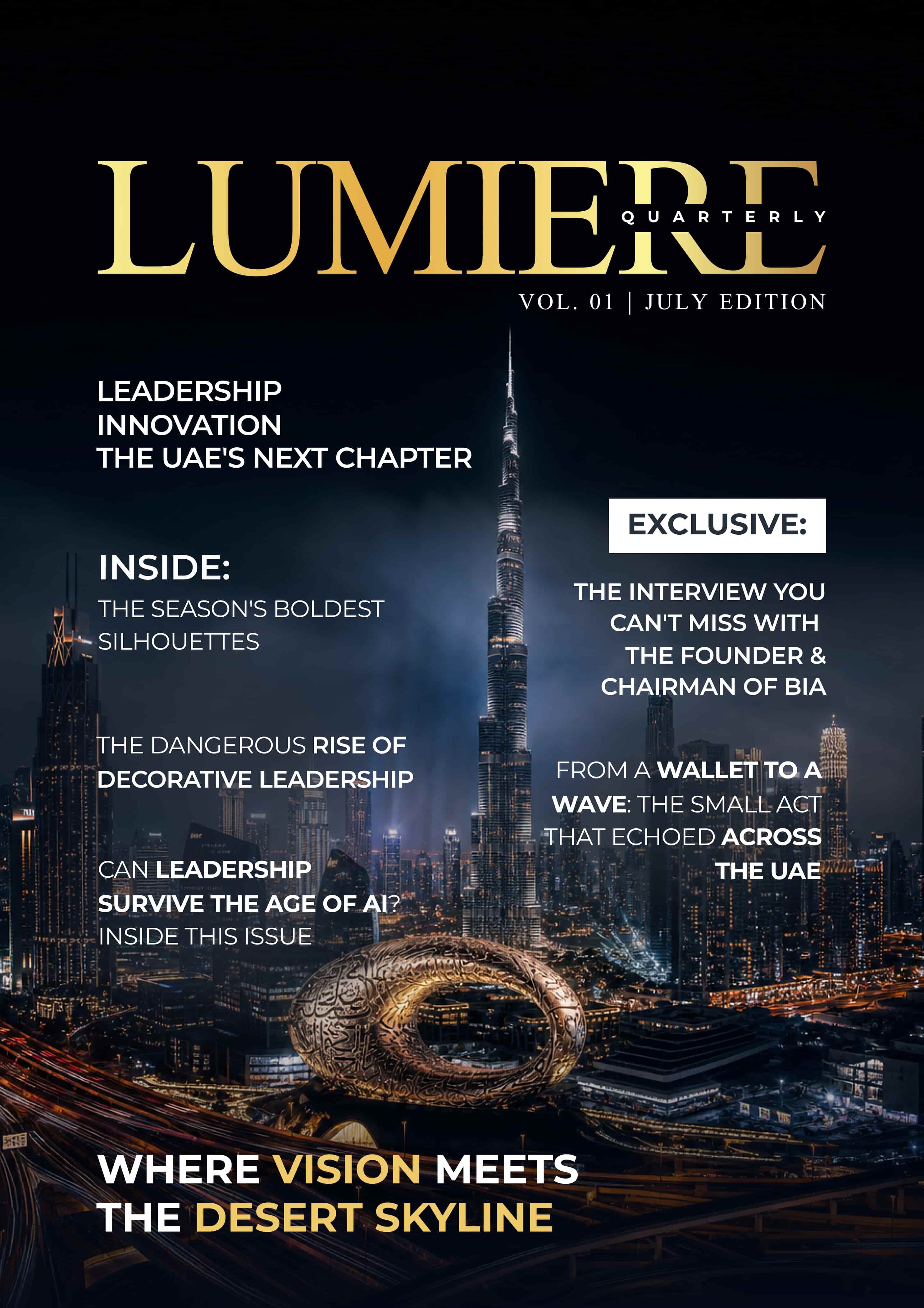 Lumiere Quarterly cover — where vision meets the desert skyline