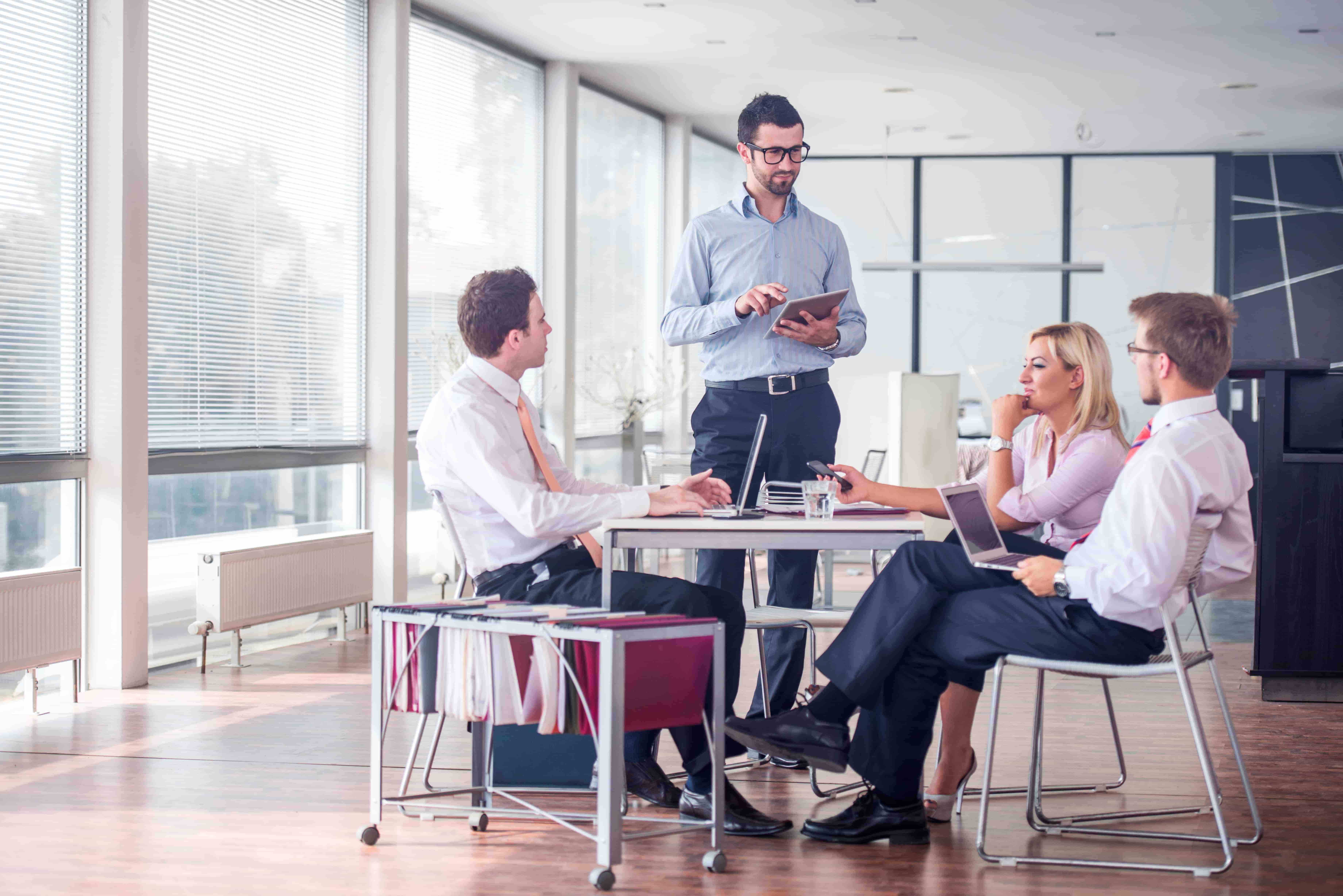 Professional team meeting in a modern office